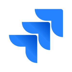 Abstract blue logo with three rounded corner shapes forming a diagonal cluster.