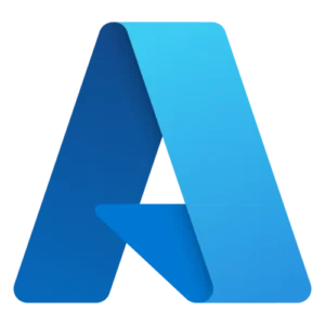 Blue gradient ribbon forming the letter A logo