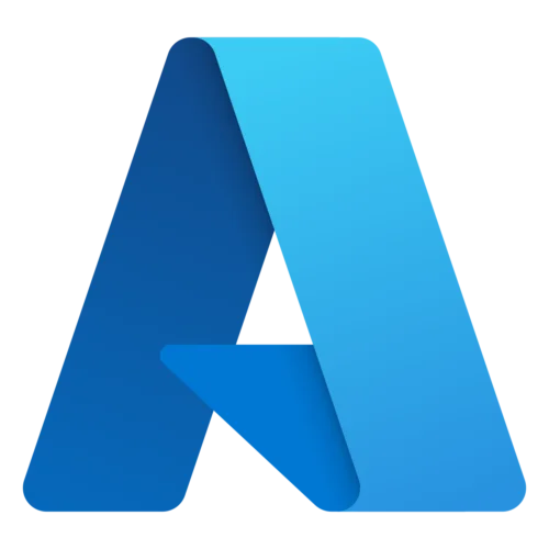 Blue gradient ribbon forming the letter A logo