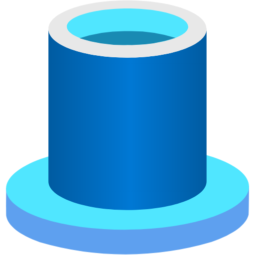 Blue cylindrical pedestal with a gray rim, standing on a light-blue circular base.