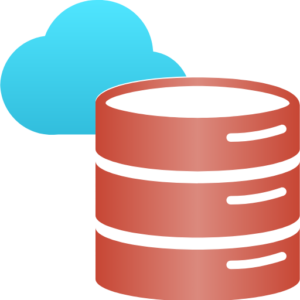 Blue cloud icon beside a red database cylinder, representing cloud storage/database access
