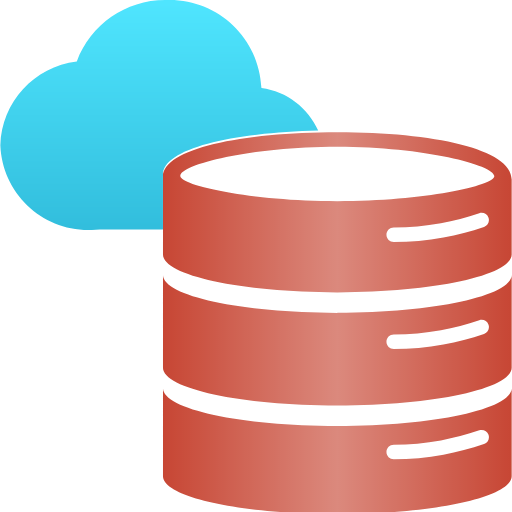 Blue cloud icon beside a red database cylinder, representing cloud storage/database access