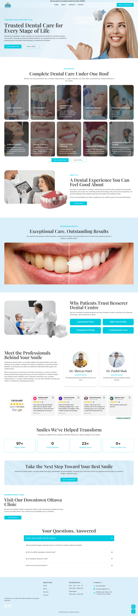 bdental-1-scaled - TRIOTECH SYSTEMS - TRIOTECH SYSTEMS Homepage hero for a dental clinic with a smiling woman and a tooth icon, headline reads 'Trusted Dental Care for Every Stage of Life'.